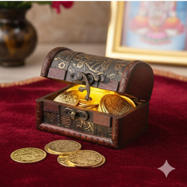 Lakshmi Kubera Coins 27 Nos Brass | Kubera Pooja Coins 27 Nos | Kubera Coins 27 Nos (Brass, 2.5 cm Diameter X 0.1 cm Thick) (Gold Colour)